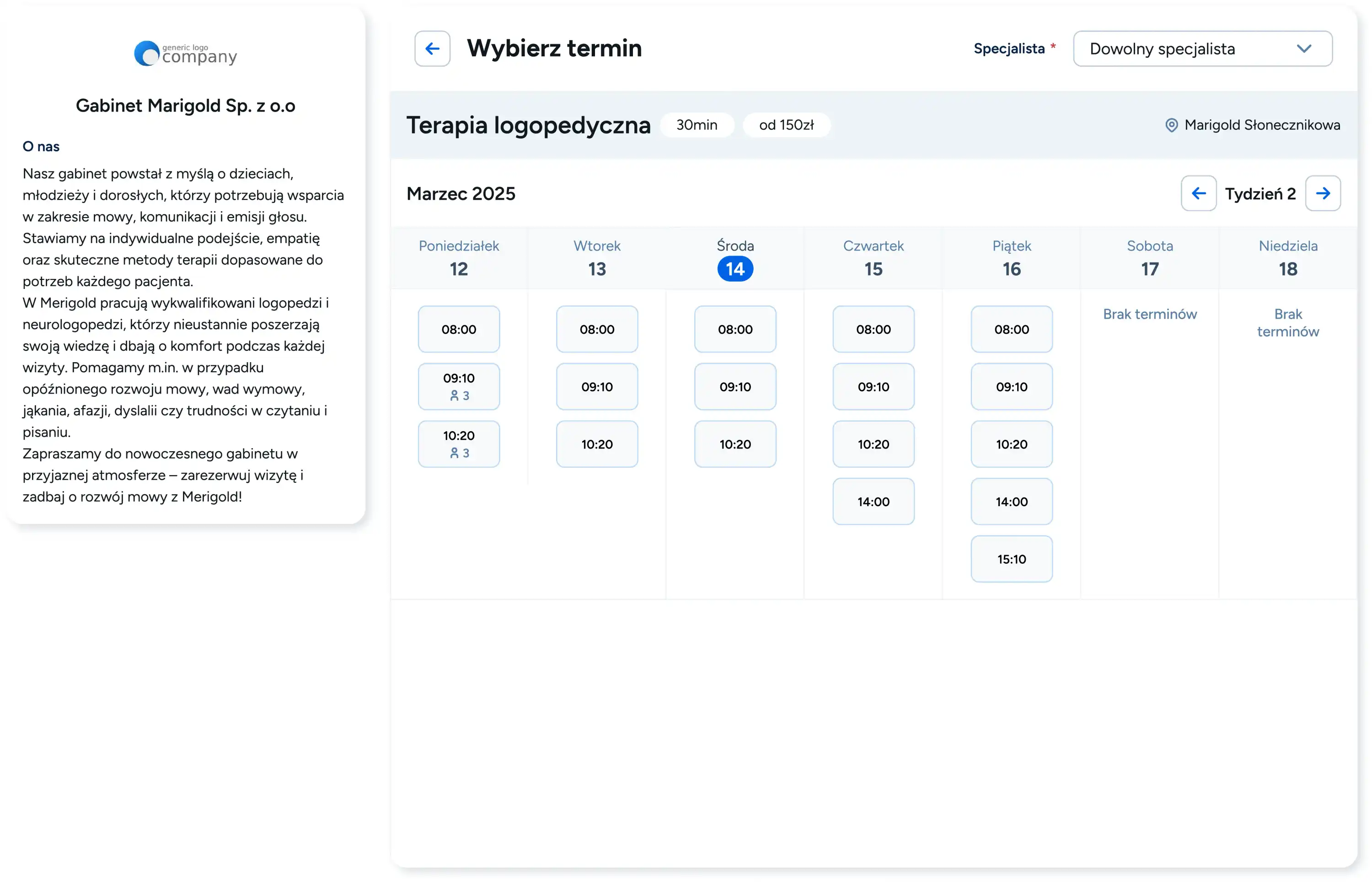 Udostępnianie terminów online w gabinecie logopedycznym
