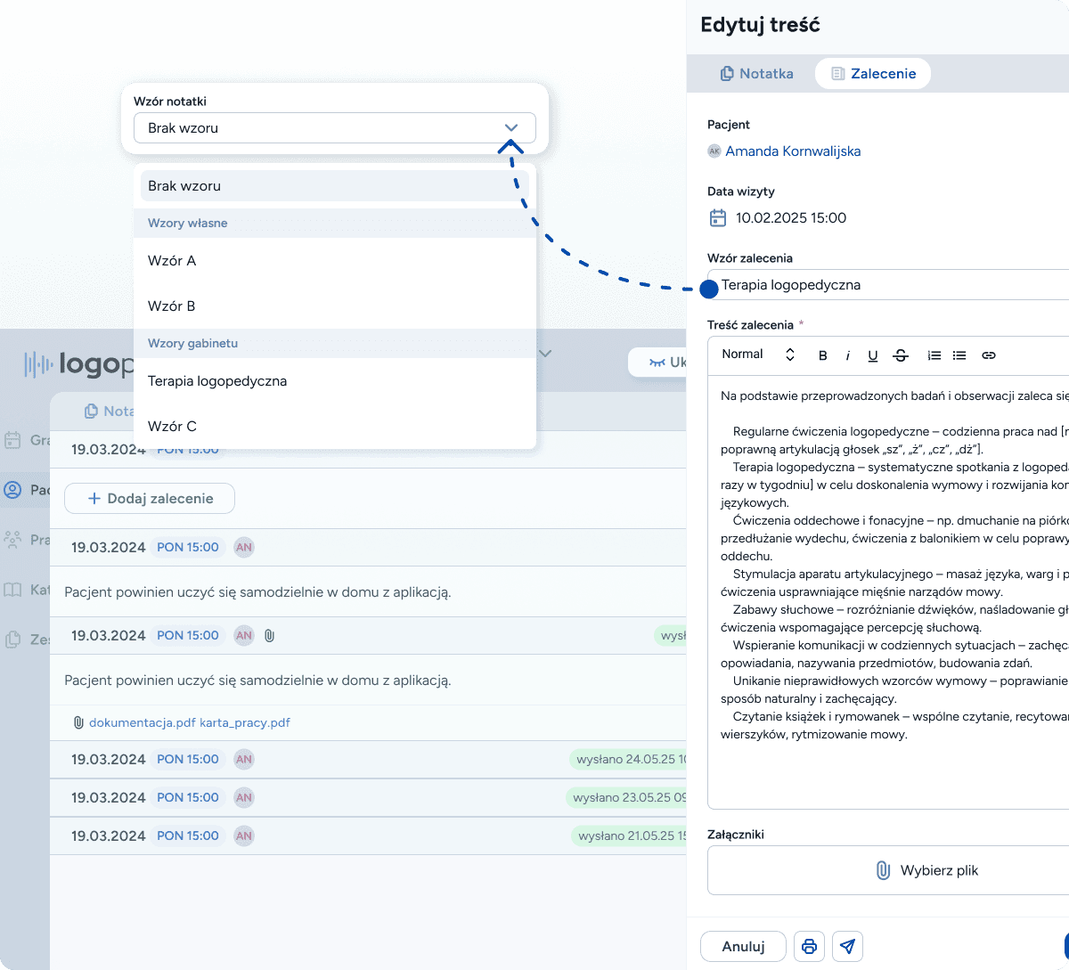 Wykorzystaj wzory i szablony dla diagnozy logopedycznej. Możesz wykorzystać również wzory i szablony dla notatek z zajęć logopedycznych i zaleceń. Pomoc przy badaniach przesiewowych. 