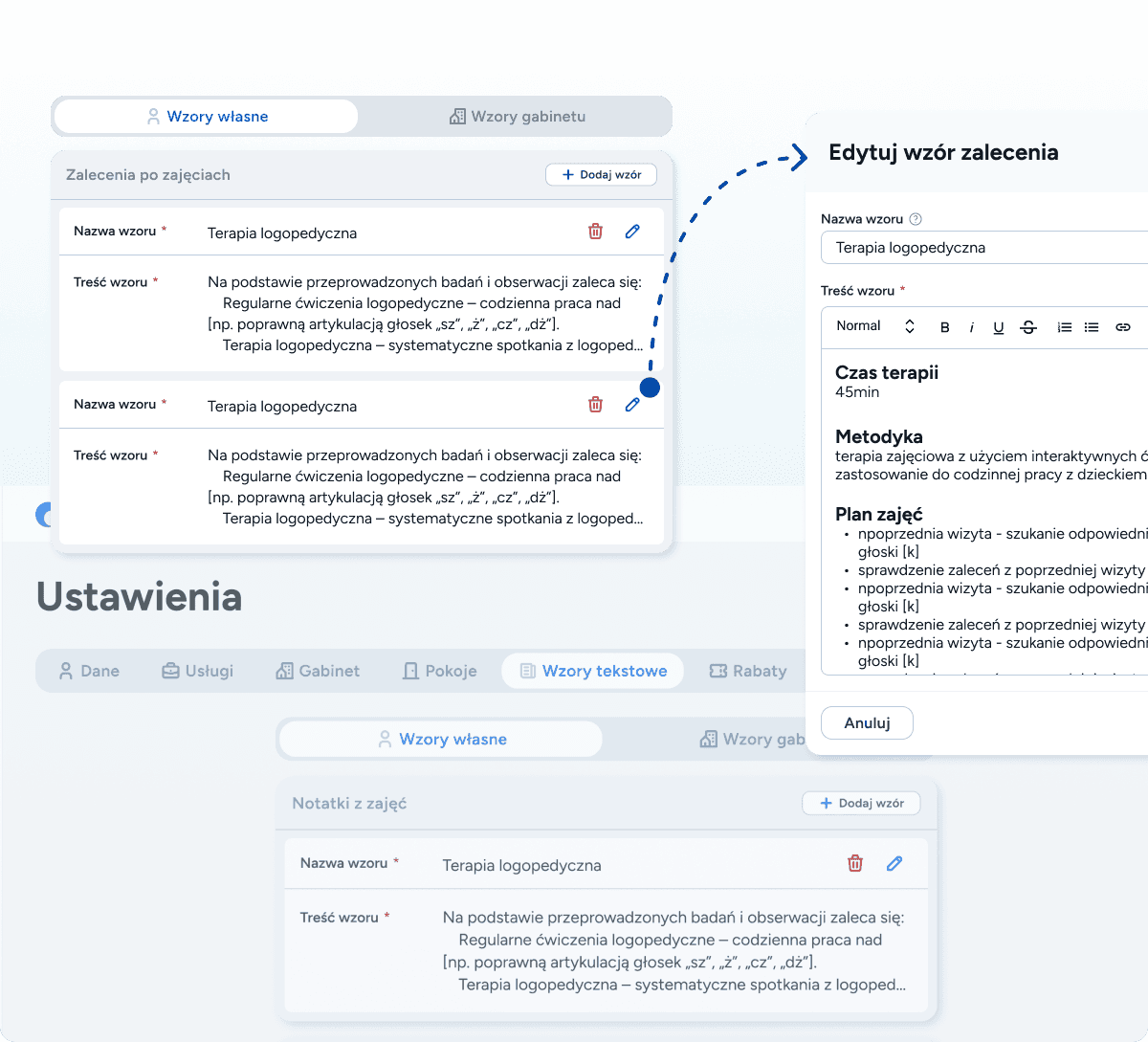 Wzory notatek, diagnozy i zaleceń w systemie dla logopedów Logoplan