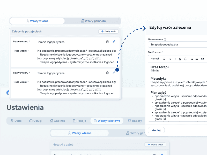 Wzory notatek, diagnozy i zaleceń w systemie dla logopedów Logoplan