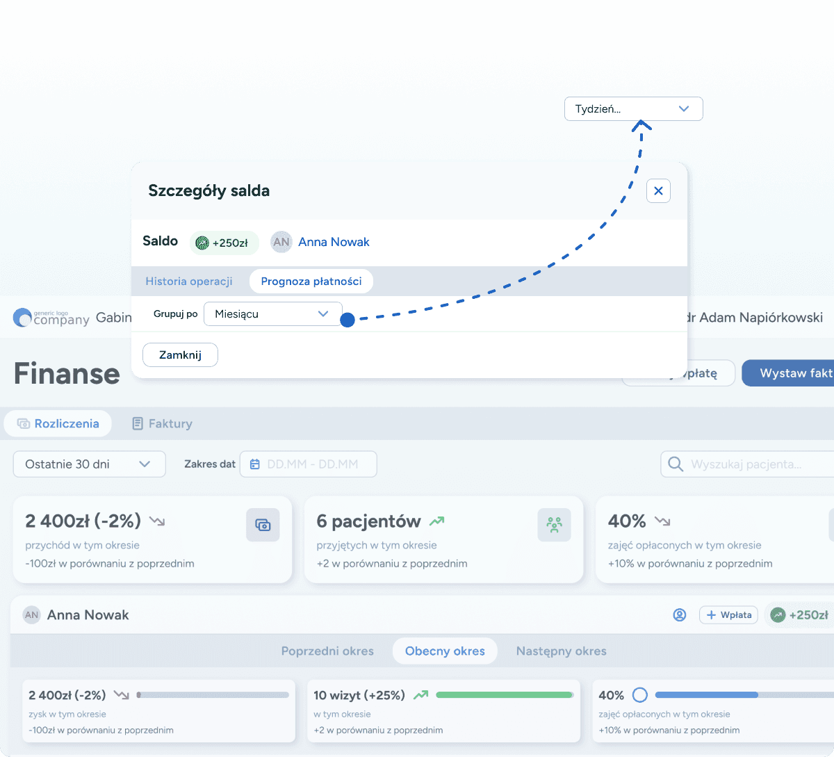 Wprowadź okres rozliczeniowy, aby system pokazał dane na których Ci zależy.