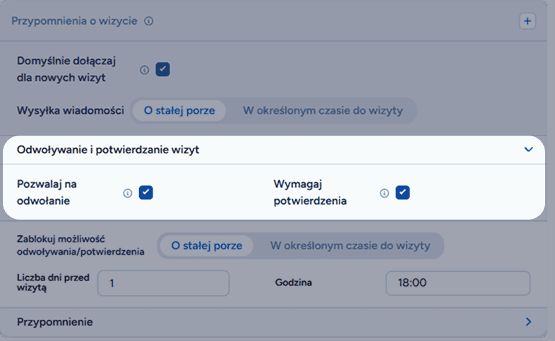 Odwoływania i potwierdzanie wizyt