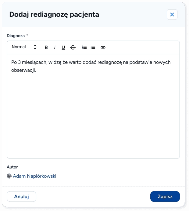 Rediagnozy pacjenta w Logoplanie