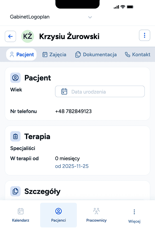 Zbliżenie na ekran telefonu pokazujące łatwe i szybkie podpisywanie regulaminu gabinetu logopedycznego online
