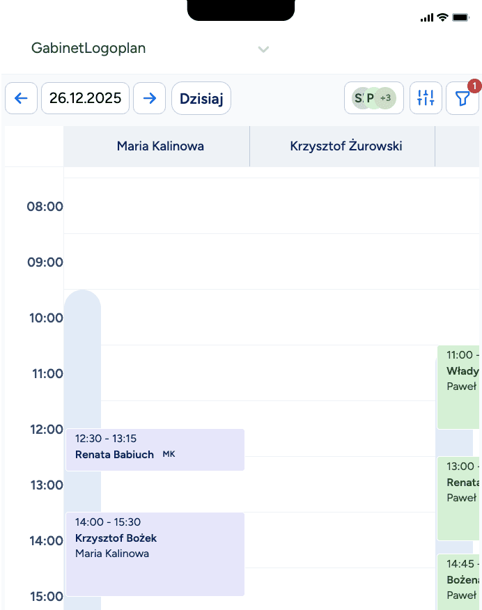 Mobilna aplikacja dla logopedy do sprawdzania grafiku i kontaktu z pacjentem na telefonie