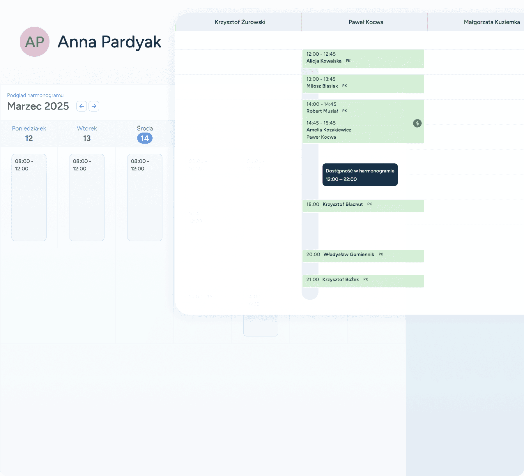 Konfiguracja grafiku pracy logopedy i automatyczna synchronizacja z rezerwacją online dla pacjentów