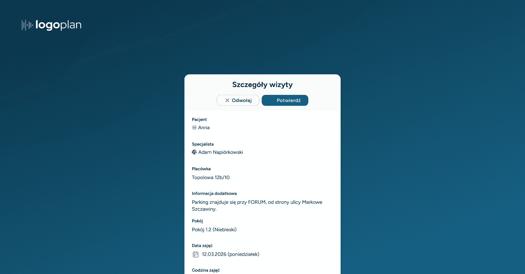 Pozwól sobie na odpoczynek a system będzie potwierdzał obecności lub przyjmował odwołania wizyt w Twoim imieniu. 